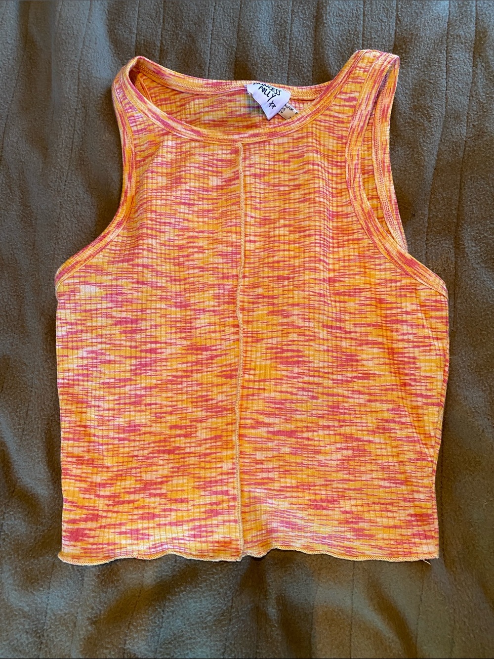 Princess Polly Pink & Orange Ribbed Tank Top